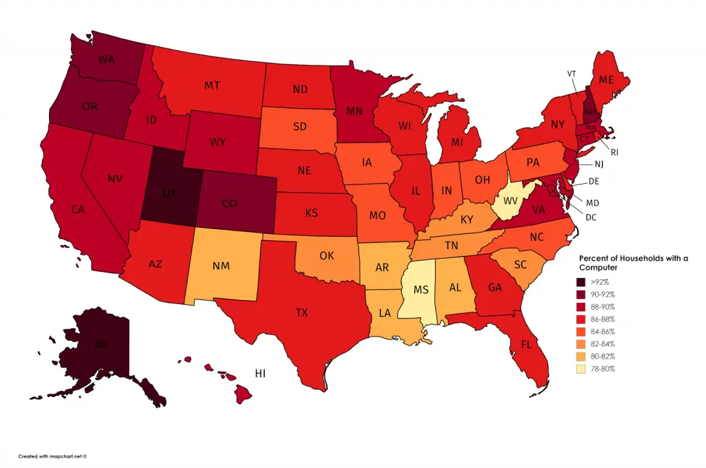 Percent of households with a computer in the U.S. - Vivid Maps