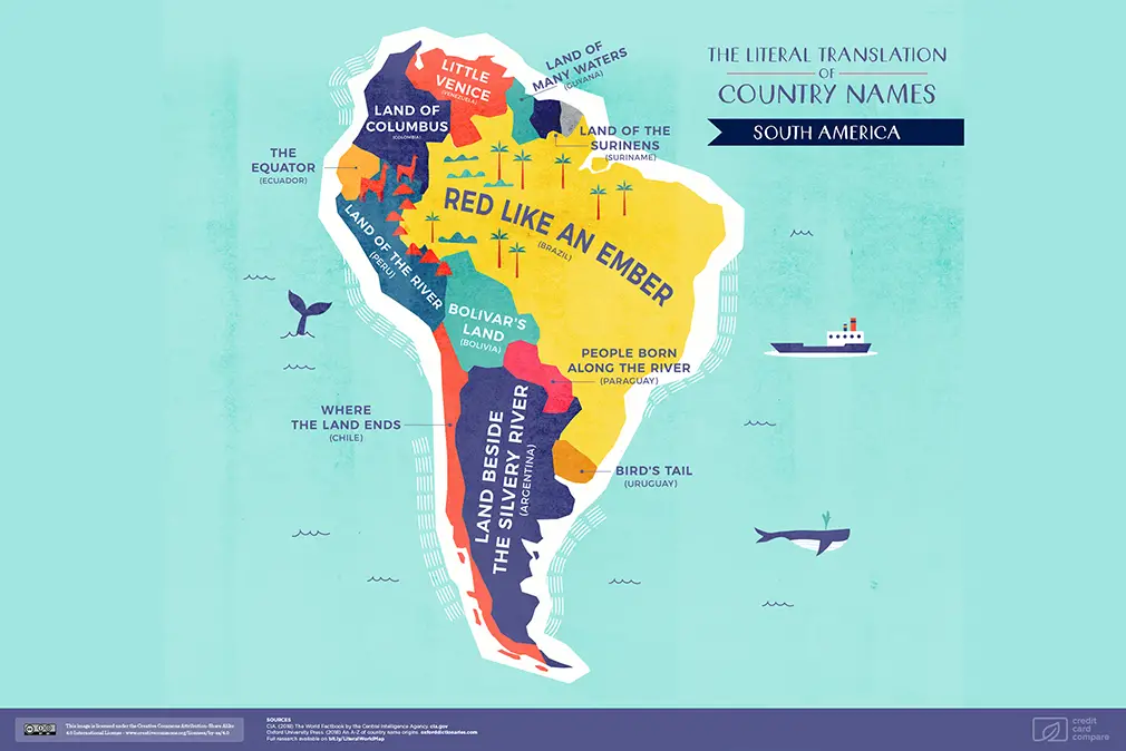 The Literal Translation of Country Names (South America)