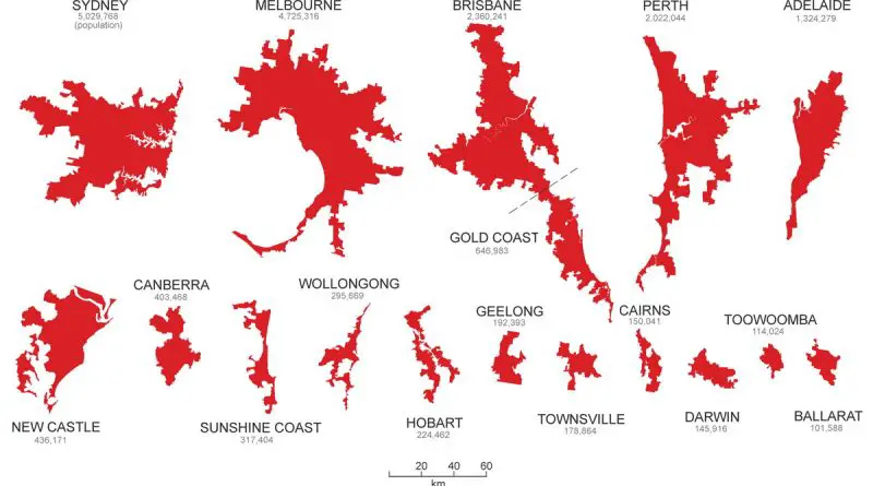 Australian metropolitan urban area Footprints