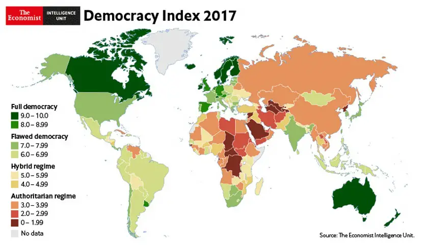 Democracy Index (2017) - Vivid Maps