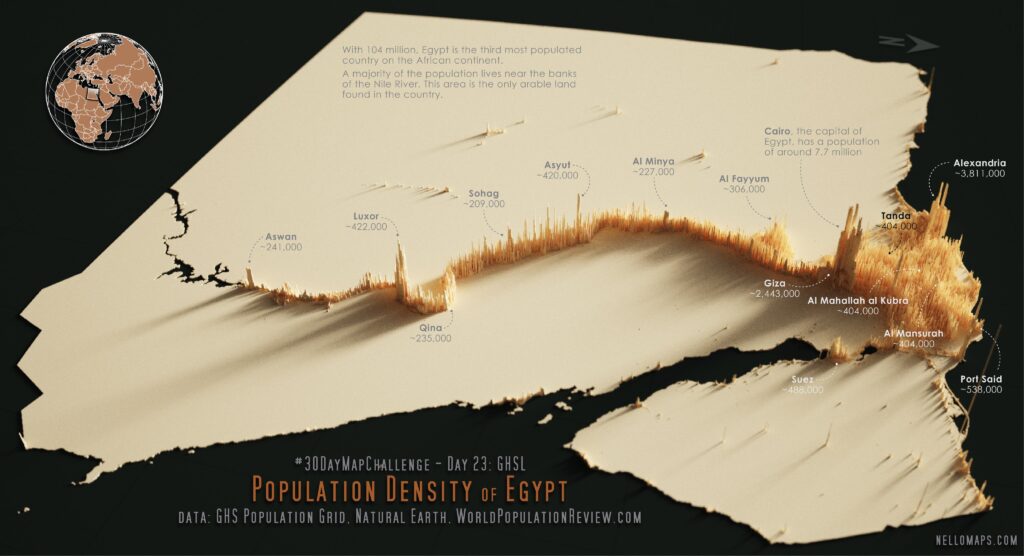 Population density in Egypt