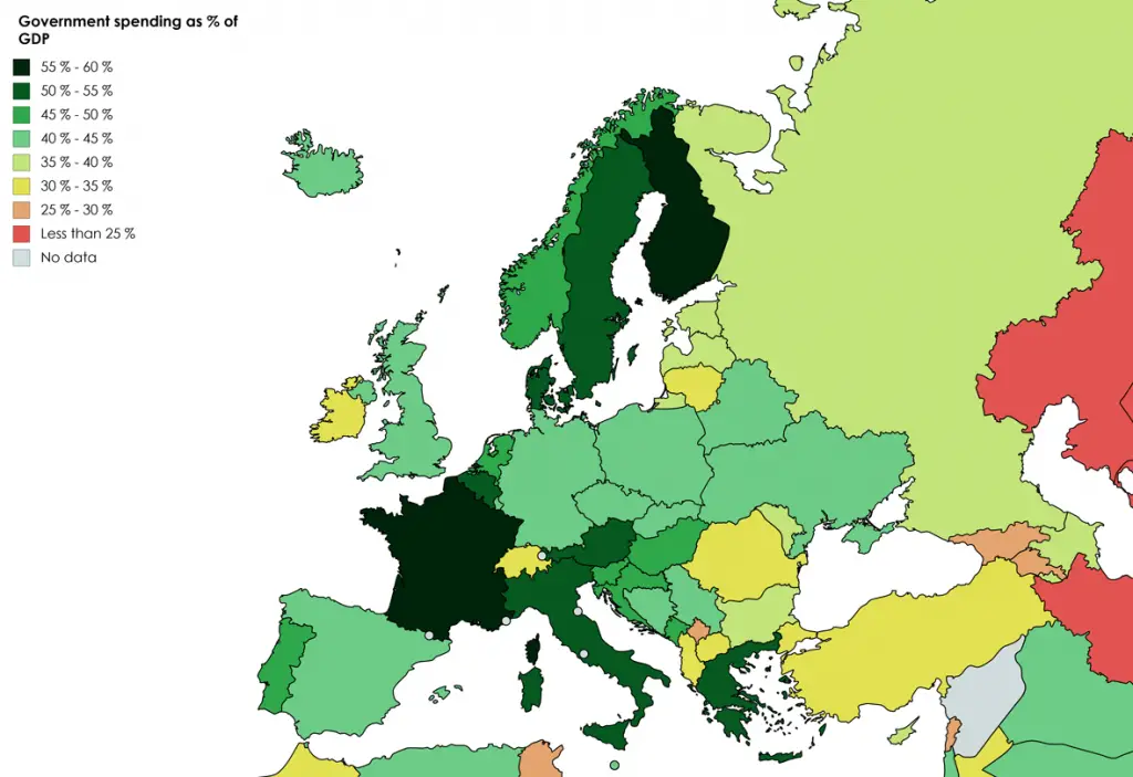 Government spending of European countries - Vivid Maps