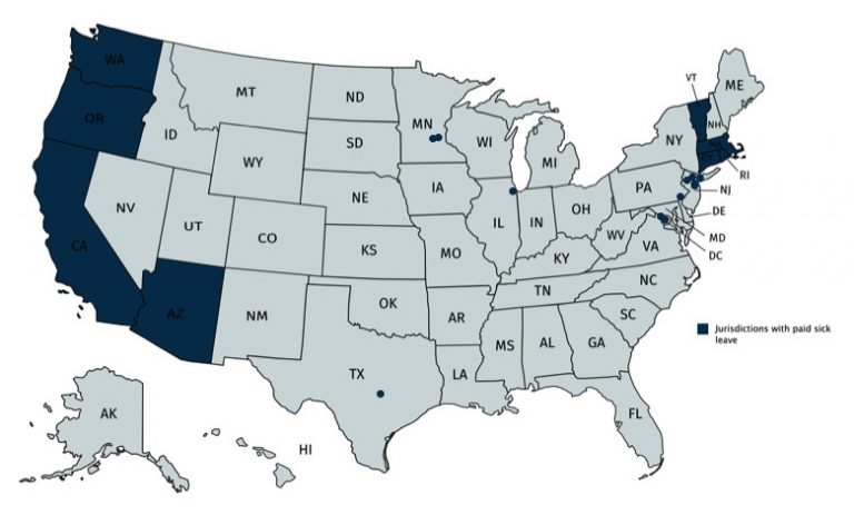 US Jurisdictions With Mandatory Paid Sick Leave - Vivid Maps