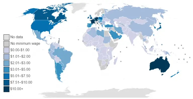 Minimum Wage By Country - Vivid Maps