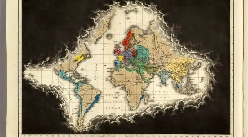 Map of the World Known to Europe at the Death of Charles V (1551)