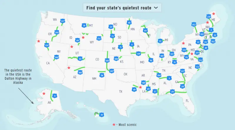 US quietest routes