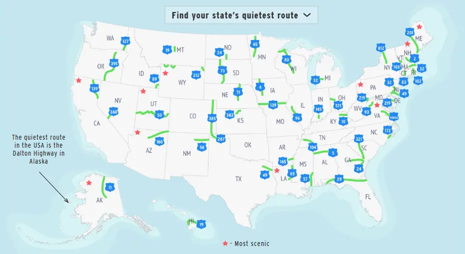 US quietest routes