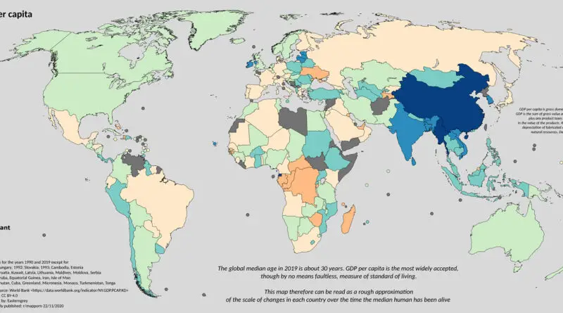 Change in GDP per capita mapped