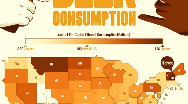 Beer Consumption Per Capita United States map