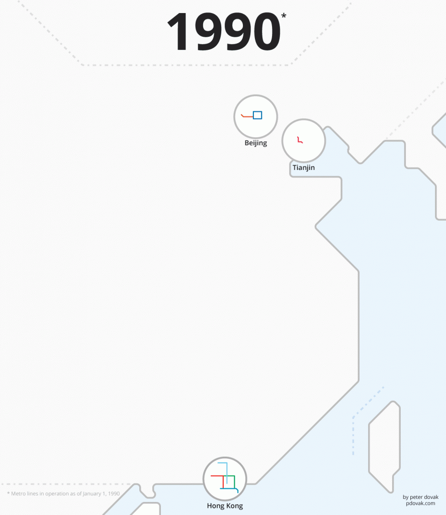 The Evolution of Metros in China and Taiwan Mapped