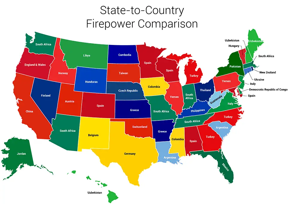 U.S. States Total Gun Ownership Compared To Countries