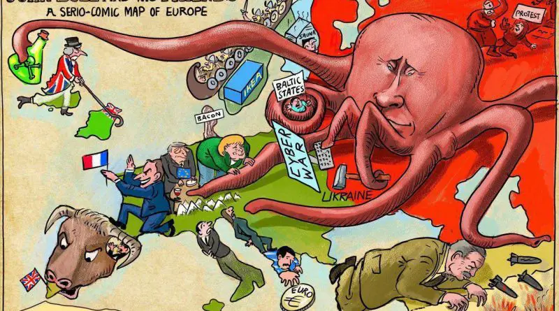 A modern satirical map of Europe