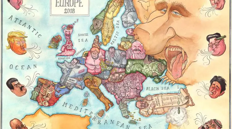 Comic map of Europe, 2018