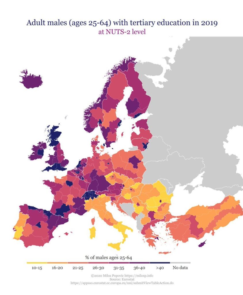 Adult males tertiary education