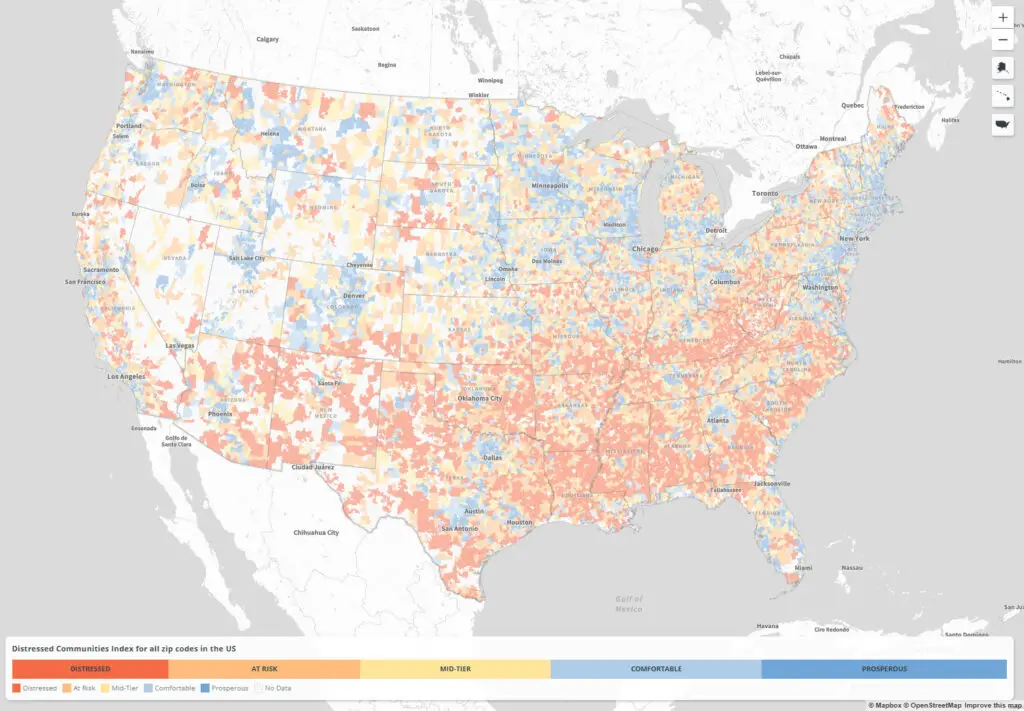 Map of America's Distressed Communities