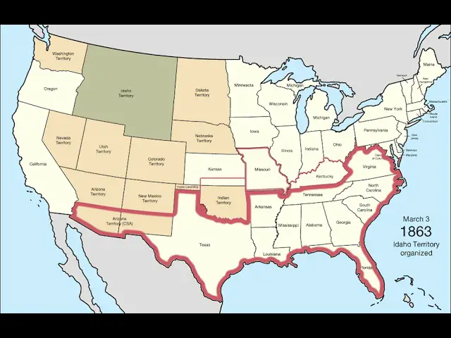 Map of the United States from the Colonial era to the present day ...