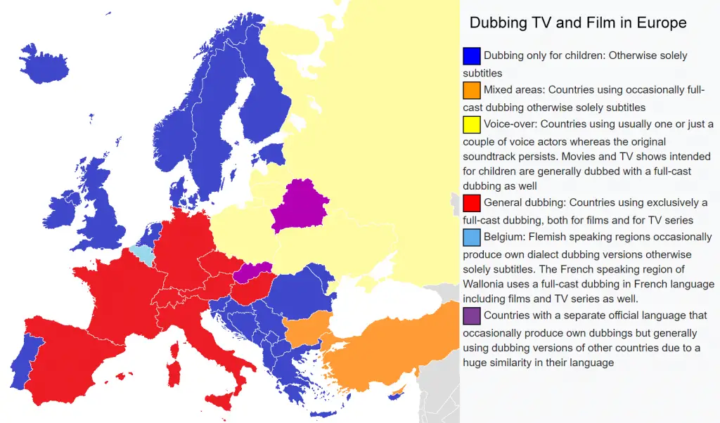 Dubbing TV And Film In Europe Vivid Maps