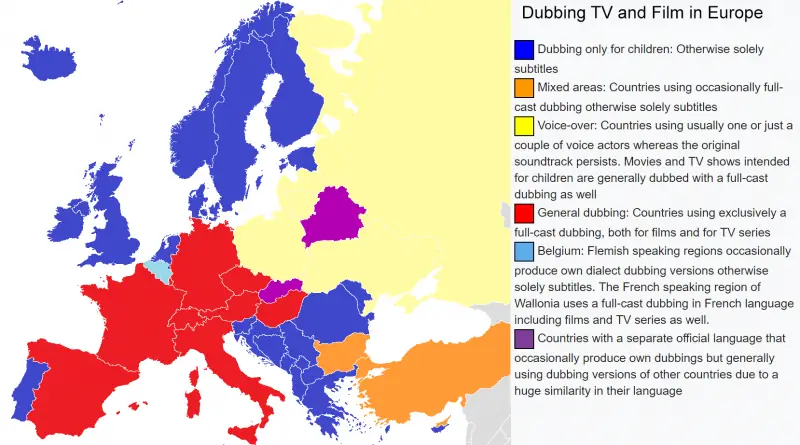 Dubbing films in Europe