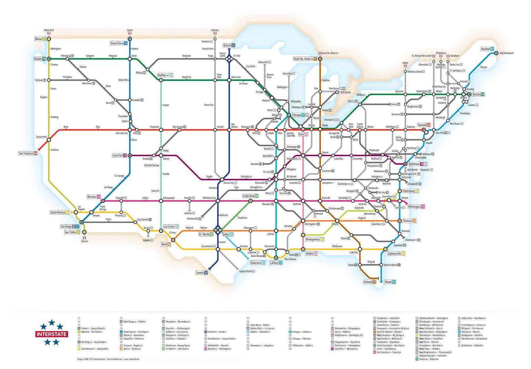 United States Interstate System Mapped - Vivid Maps