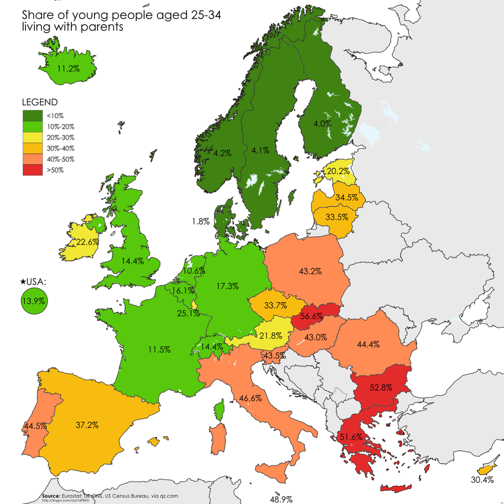 Who still lives at home with their parents in Europe? - Vivid Maps