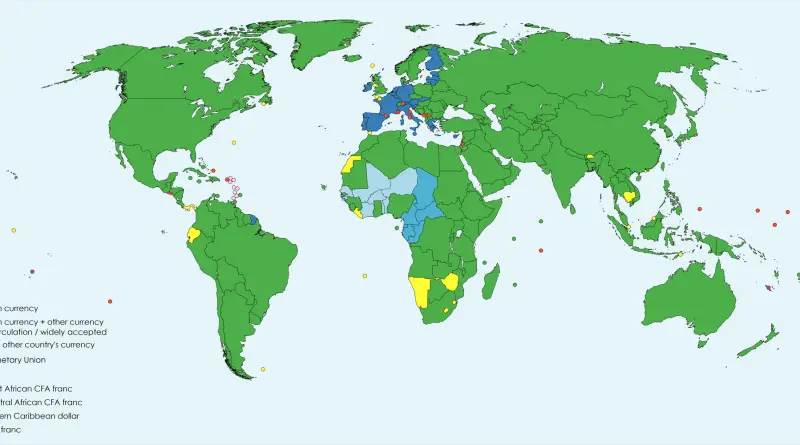 Use of currencies by country