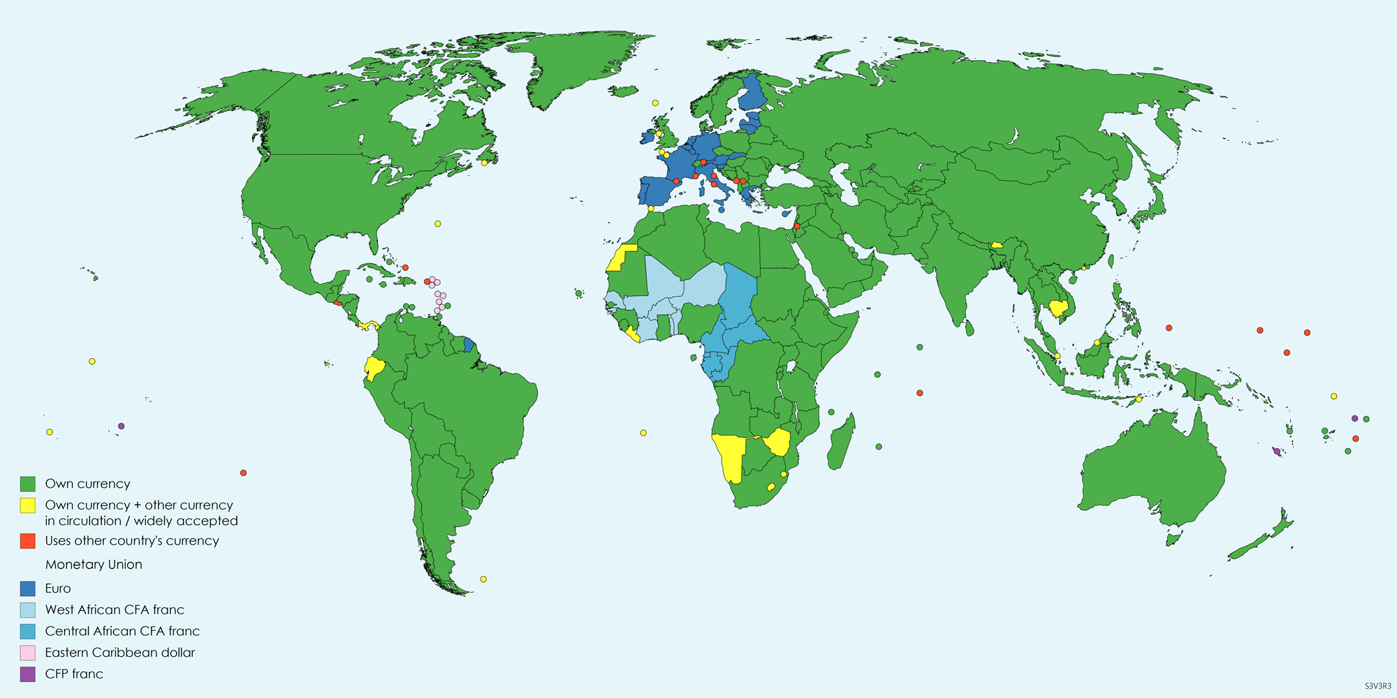 Use of currencies by country