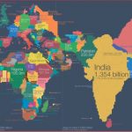 Map of the World Where the Sizes of Countries Are Determined by Population, 2018