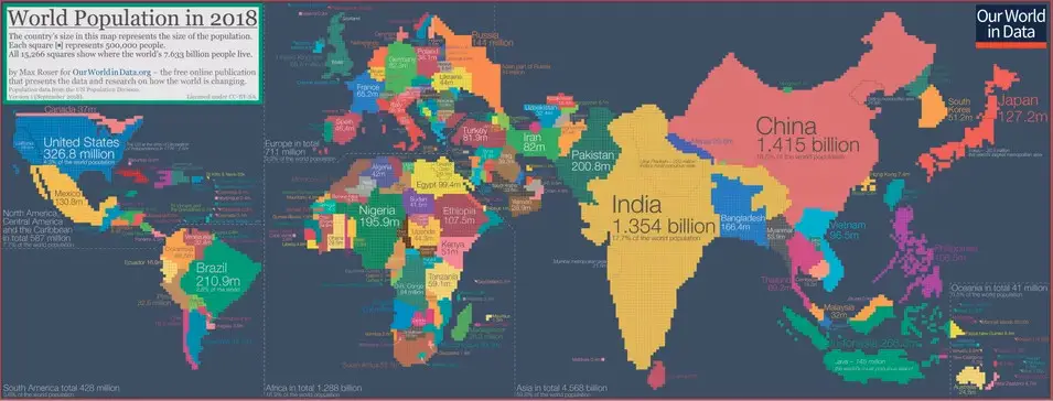 Cartogram of the wor