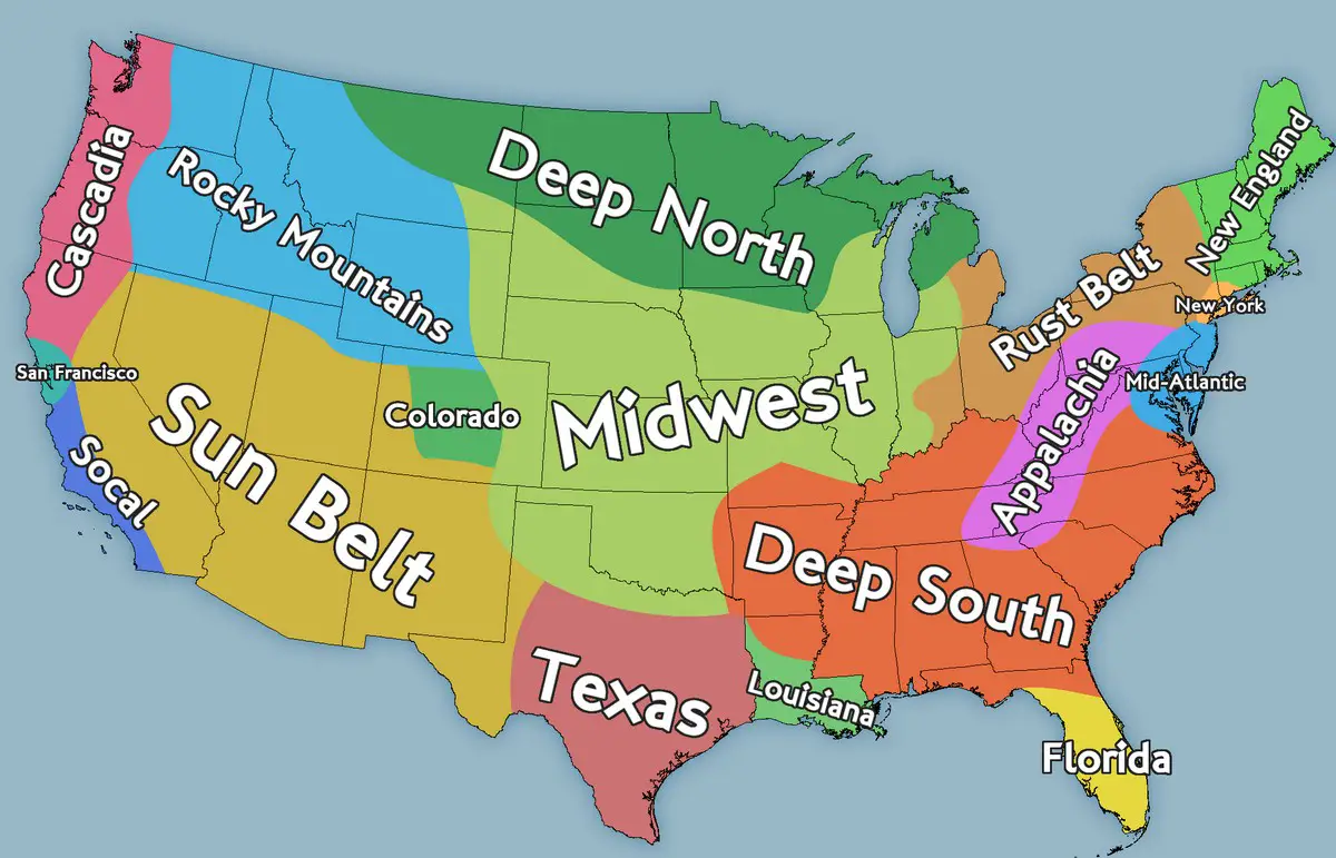 US cultural regions Vivid Maps