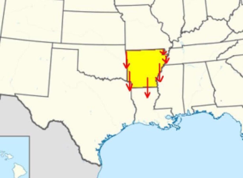 Borders of Arkansas mapped