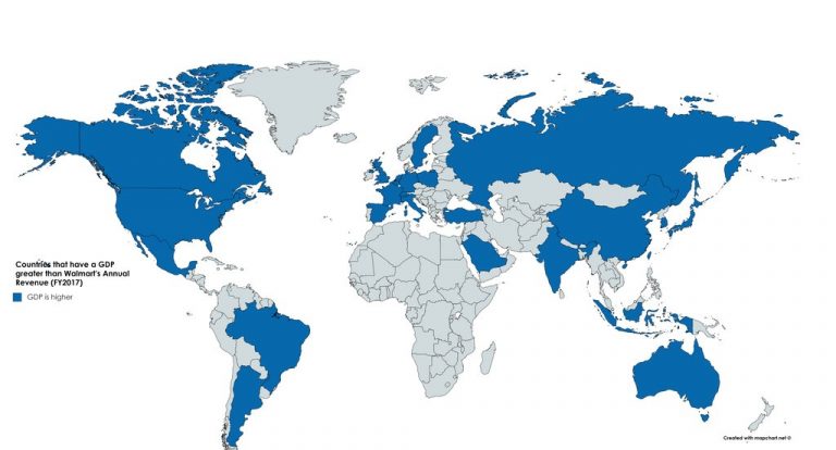 Countries that have a GDP greater than Walmart's Annual Revenue - Vivid ...