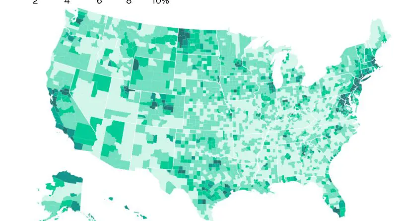 Number of Census tracts with the highest percentage point growth in concentration of high-earning households