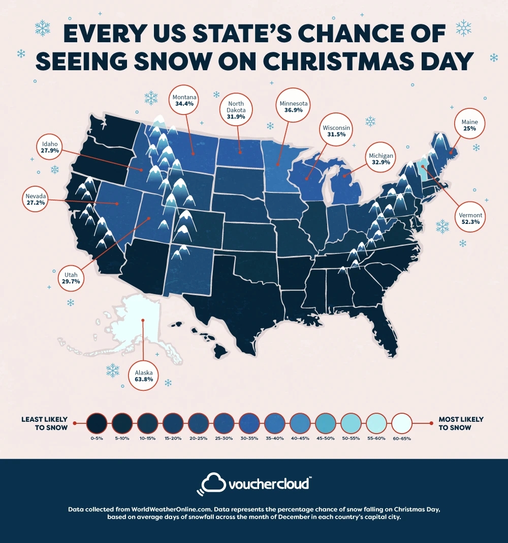 The ‘White Christmas Map’ Reveals Every Country’s Chance of Snow on