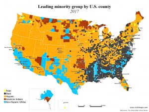 Leading minority group by U.S. county (1990 - 2017) - Vivid Maps