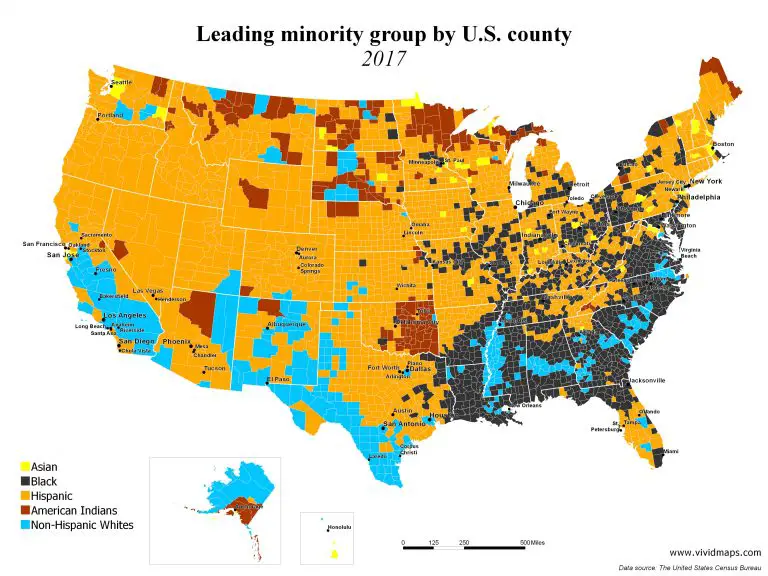 Leading Minority Group By U S County 1990 2017 Vivid Maps