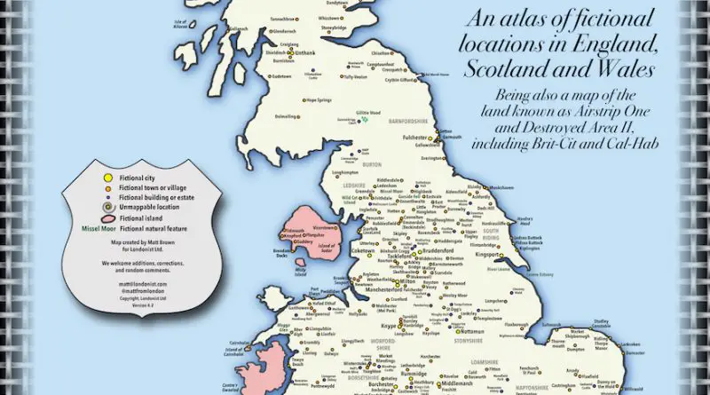 A Map Of Fictional Locations In England, Scotland And Wales