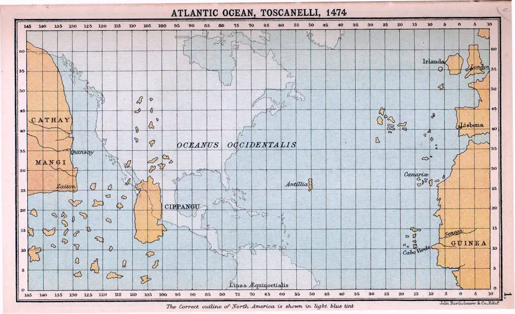 Map of Atlantic Ocean as imagined in 1474