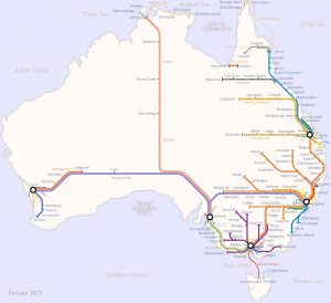 Highways and Railroads of Australia as a Subway Maps - Vivid Maps