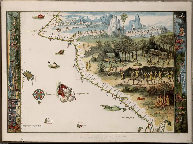 The first Map of Australia from Nicholas Vallard's Atlas (1547)