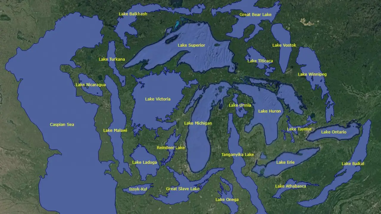 Largest Lakes In The World Map