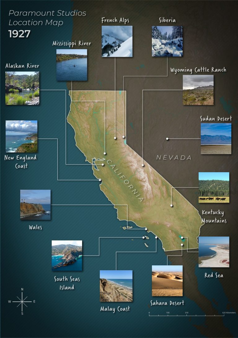Paramount Studio map of potential filming locations in California that