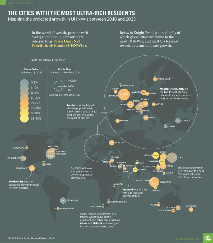 The cities with the most ultra-rich residents