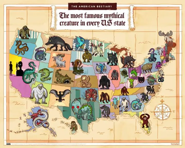 The Most Famous Mythical Creatures Of America - Vivid Maps