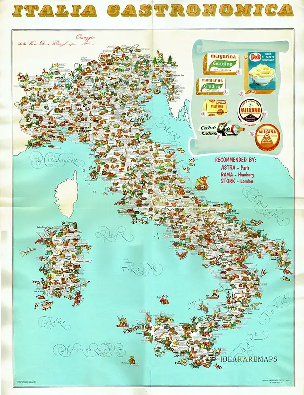 Gastronomic map of Italy, 1962