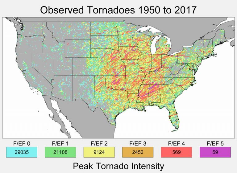 Tornado activity in the United States mapped - Vivid Maps