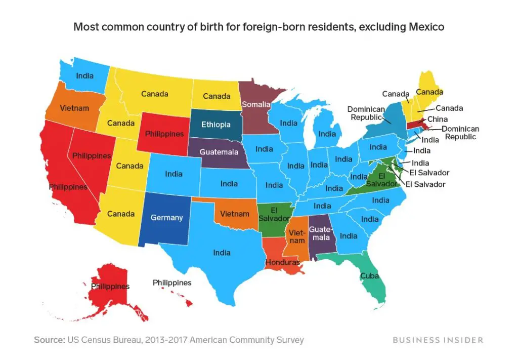 The foreign-born population of the United States & Percent Born Outside ...