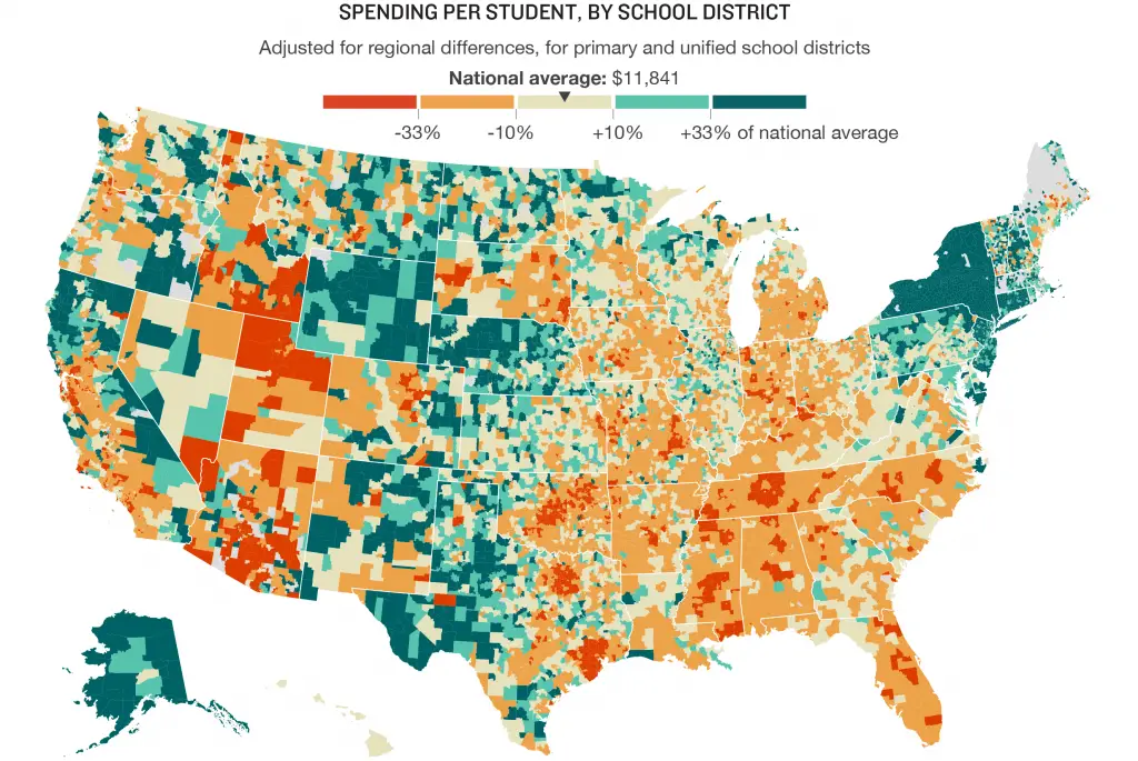 Spending per student, by school district