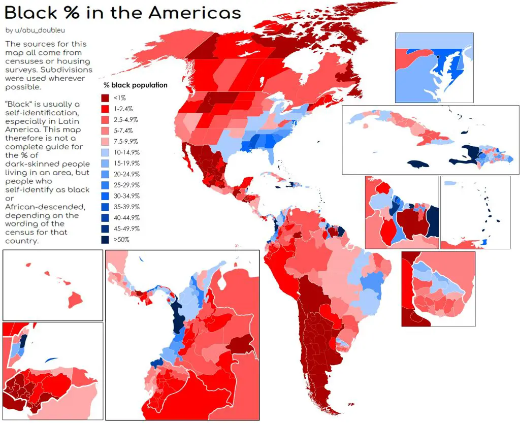 Percentage of blacks in America's