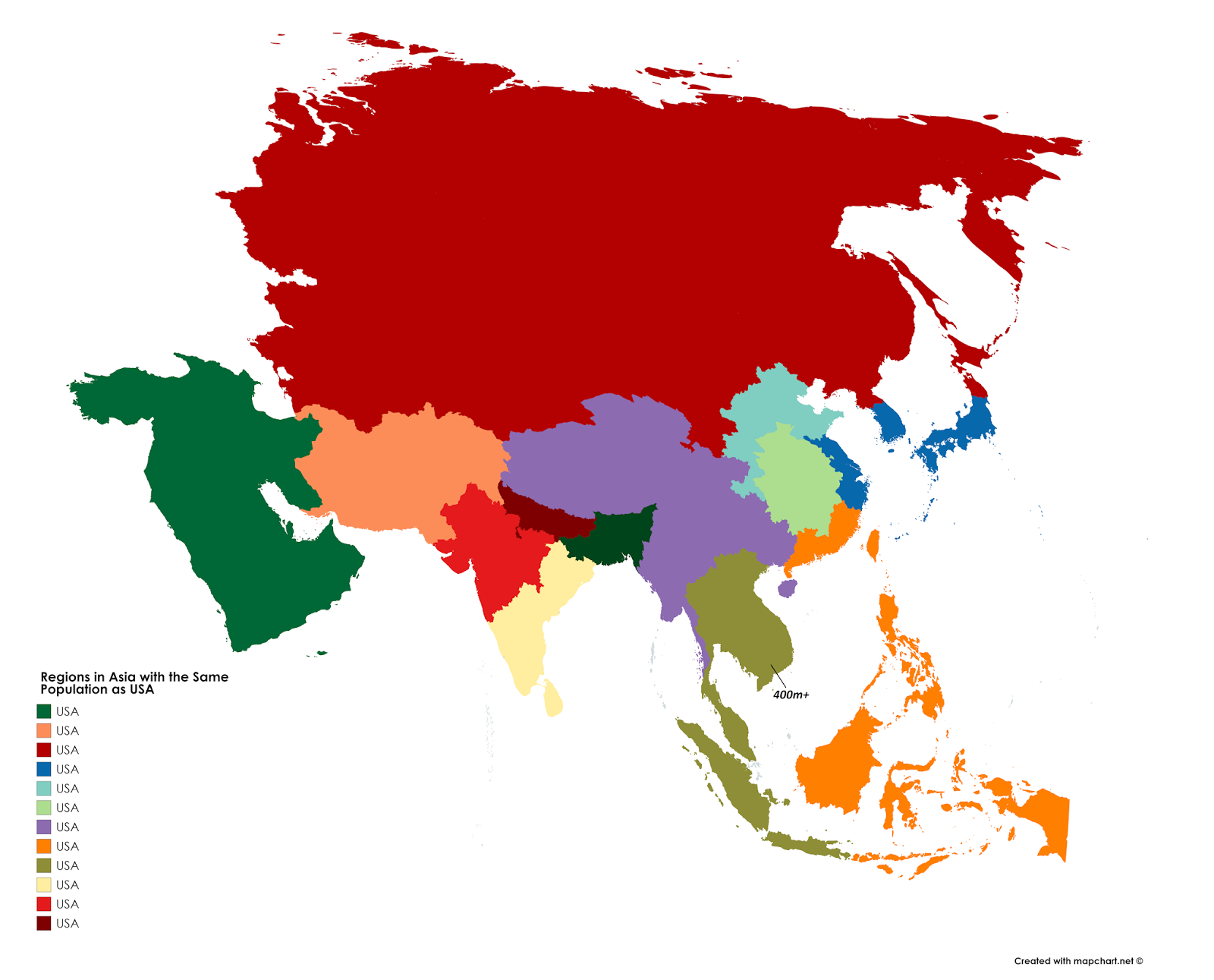 Regions in Asia with the Same Population as the United States - Vivid Maps