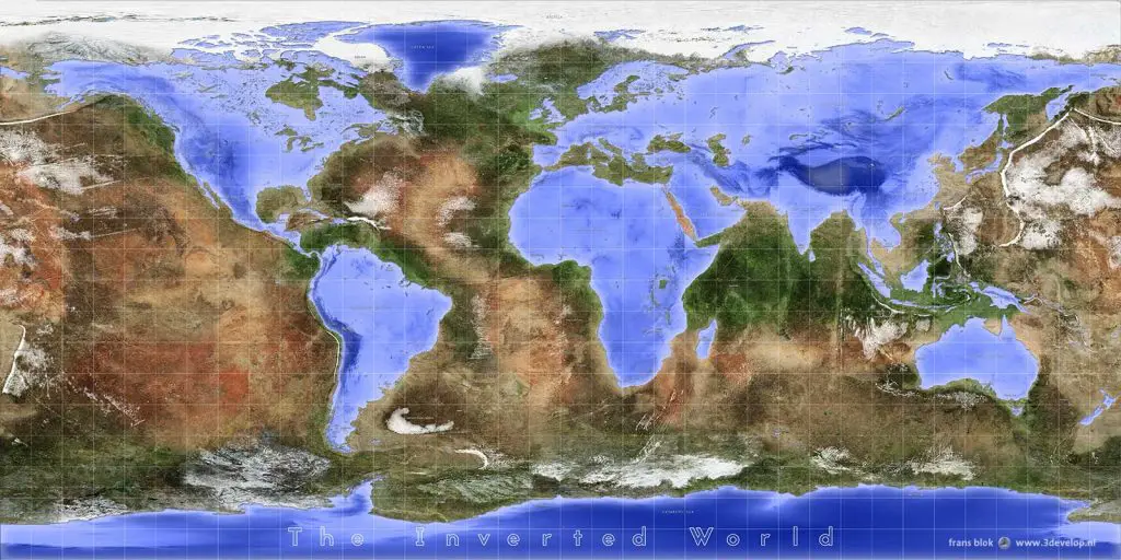 Inverted world map - Vivid Maps